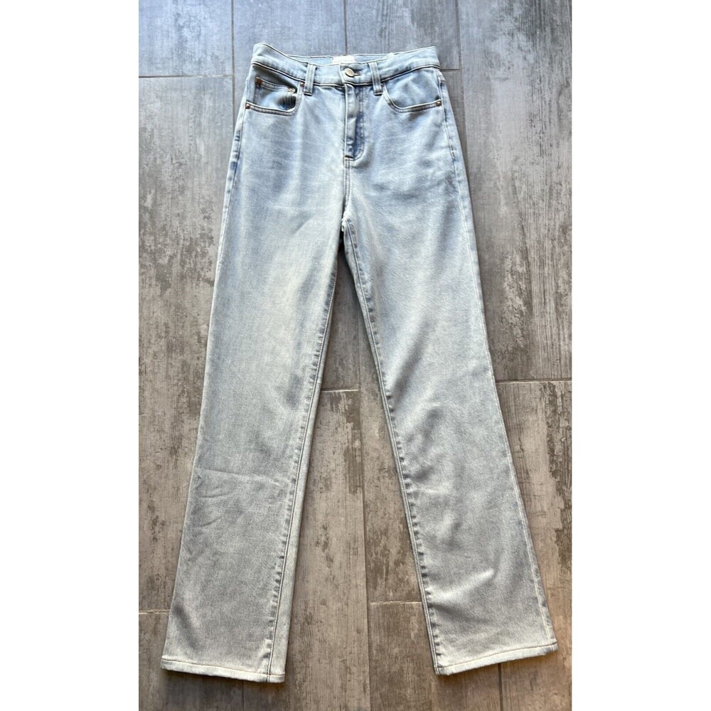 $395 Alice + Olivia AMAZING High Rise Straight Designer Jeans Rockstar Blue 26 - Picture 2 of 11